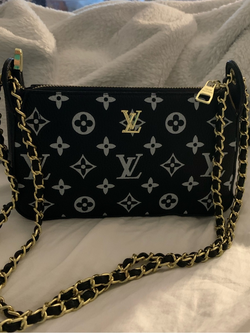Brand New ! Design, designer inspired Black Monogram Canvas Chain Crossbody Bag